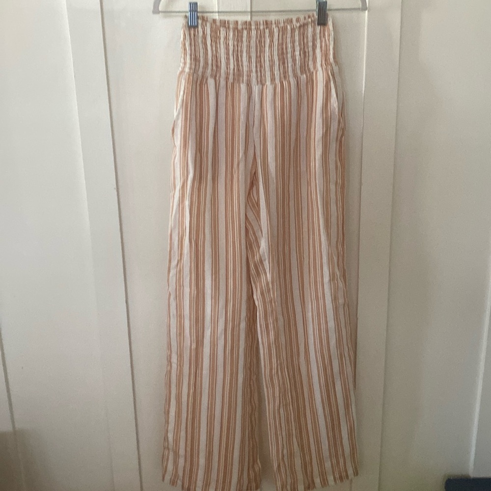 NWT Billabong tan and white striped pants.